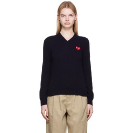 COMME des GARCONS PLAY Navy Heart Sweater 222246F100001