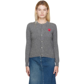COMME des GARCONS PLAY Gray Heart Patch Cardigan 222246F095002