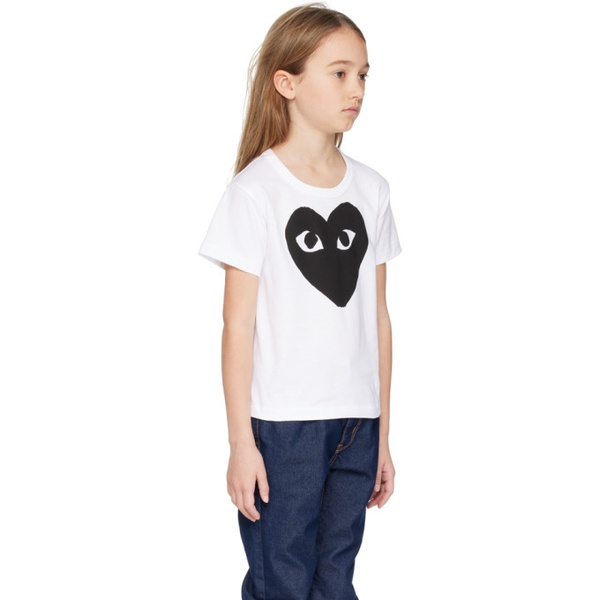  COMME des GARCONS PLAY Kids White Large Black Heart T-Shirt 241246M703017