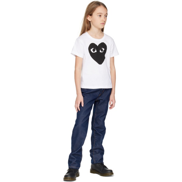  COMME des GARCONS PLAY Kids White Large Black Heart T-Shirt 241246M703017