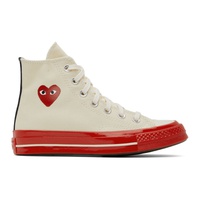COMME des GARCONS PLAY 오프화이트 Off-White & Red 컨버스 Converse 에디트 Edition Chuck 70 High-Top Sneakers 221246F127005