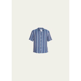 CORRIDOR Mens Vertical Striped Linen Sport Shirt 4553573
