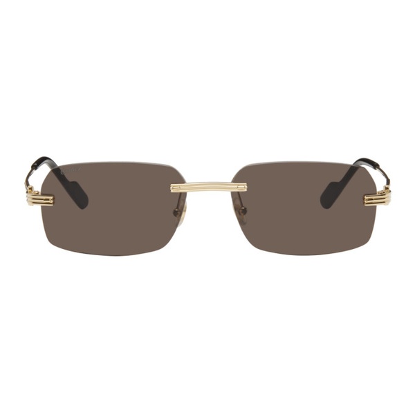  Cartier Gold Rectangular Sunglasses 232346M134013
