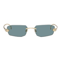Cartier Gold Rectangular Sunglasses 242346M134013