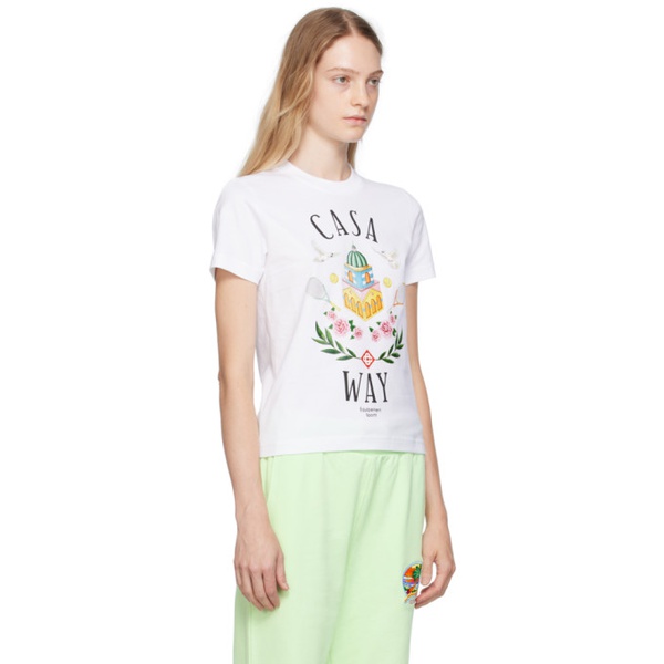 카사블랑카 Casablanca White Casa Way T-Shirt 232195F110011