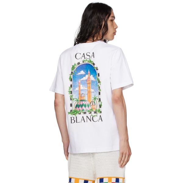  카사블랑카 Casablanca White Vue De Damas T-Shirt 232195M213009
