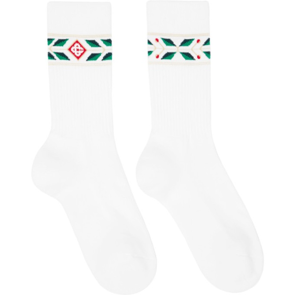  카사블랑카 Casablanca White Laurel Socks 232195M220005