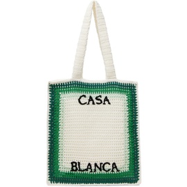 카사블랑카 Casablanca White & Green Crochet Tote 241195F049001