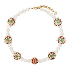카사블랑카 Casablanca White & Gold Gradient Flower Short Necklace 241195M145000