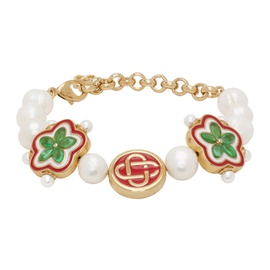 카사블랑카 Casablanca Gold & White Gradient Flower Bracelet 241195M142000