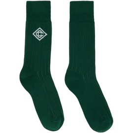 카사블랑카 Casablanca Green Monogram Logo Socks 241195M220008