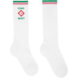 카사블랑카 Casablanca White Casa Sport Logo Socks 241195M220001