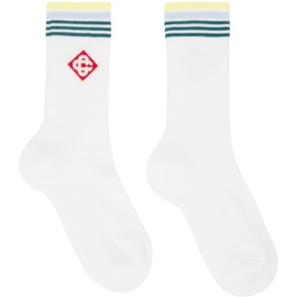 카사블랑카 Casablanca White Stripe Monogram Sport Socks 241195M220004