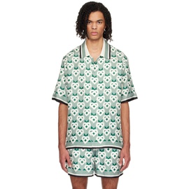 카사블랑카 Casablanca White & Green Printed Shirt 241195M192036