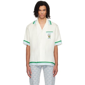 카사블랑카 Casablanca White Knitted Collar Shirt 241195M192022