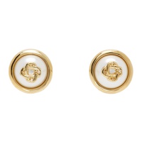 카사블랑카 Casablanca Gold Pearl Logo Stud Earrings 241195M144005