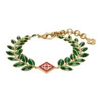카사블랑카 Casablanca Gold & Green Laurel Leaf Bracelet 241195M142002