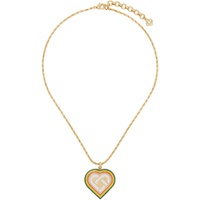 카사블랑카 Casablanca Gold Heart Monogram Medallion Necklace 241195M145005