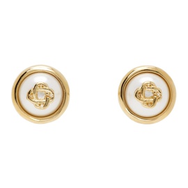 카사블랑카 Casablanca Gold Pearl Logo Stud Earrings 241195F022001