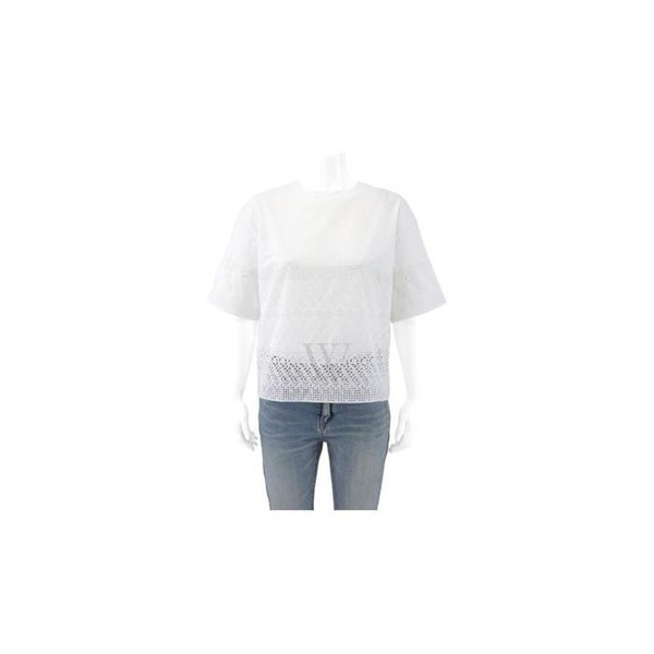 끌로에 Chloe Ladies White Cotton Poplin Embroidered Shirt, Brand Size 38 CHC19AHT38040101