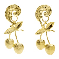 초포바 로위나 Chopova Lowena Gold Leaf With Cherry Pendant Earrings 232529F022002