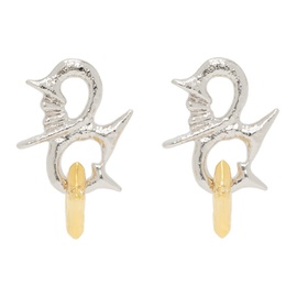 초포바 로위나 Chopova Lowena Silver & Gold Entwined Star Earrings 241529M144000