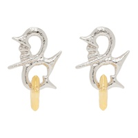 초포바 로위나 Chopova Lowena Silver & Gold Entwined Star Earrings 241529F022000
