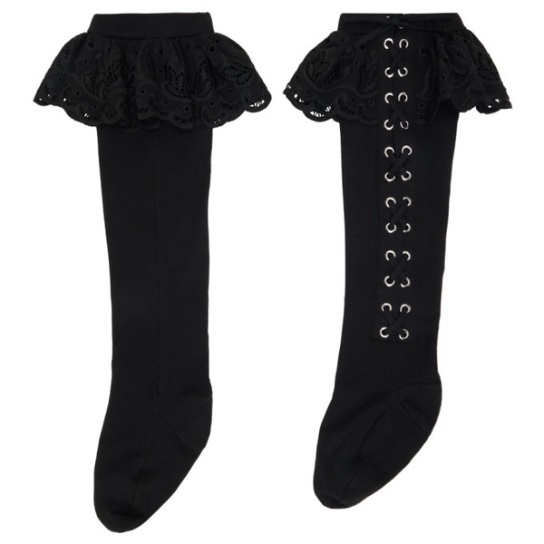  초포바 로위나 Chopova Lowena Black Lace-Up Socks 241529F076000
