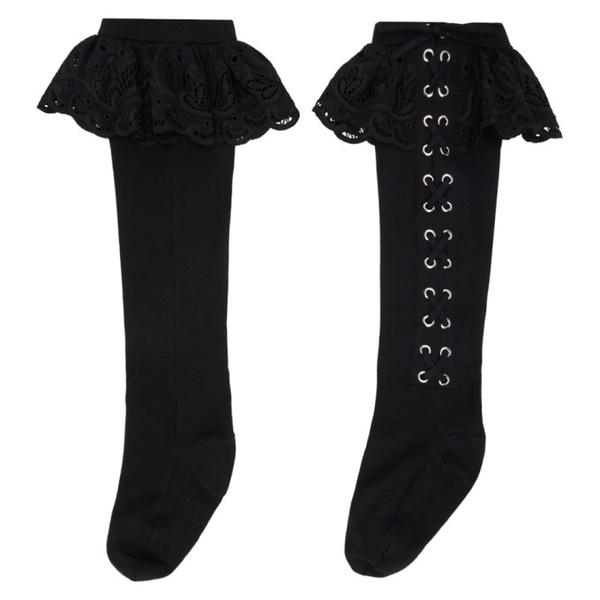  초포바 로위나 Chopova Lowena Black Lace-Up Socks 241529M220000