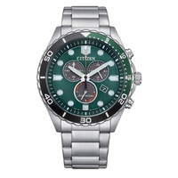 Citizen MEN'S Chronograph Stainless Steel Green Dial Watch AT2561-81X