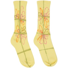 콜리나 스트라다 Collina Strada SSENSE Exclusive Yellow Flower Check Socks 241236F076003