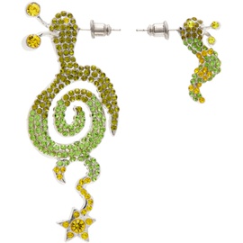 콜리나 스트라다 Collina Strada SSENSE Exclusive Silver & Green Tattoo Snail Earrings 241236F022015