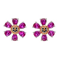 콜리나 스트라다 Collina Strada SSENSE Exclusive Pink & Silver Happy Flower Earrings 241236F022014