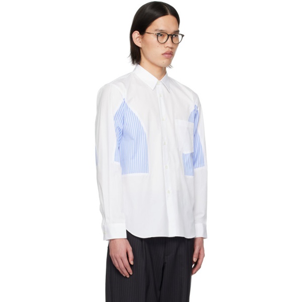  Comme des Garcons Homme Deux White & Blue Paneled Shirt 241058M192004
