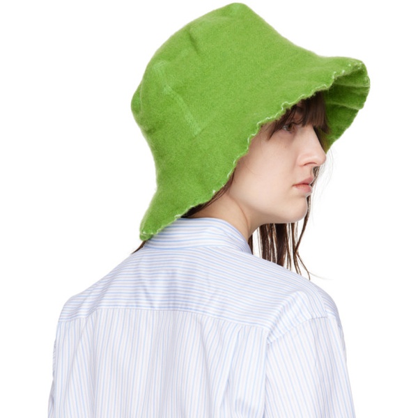  Comme des Garcons Shirt Green Wool Nylon Tweed Bucket Hat 232270F015002