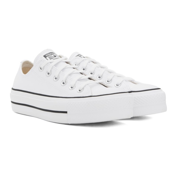  컨버스 Converse White Chuck Taylor All Star Platform Leather Sneakers 241799M237017