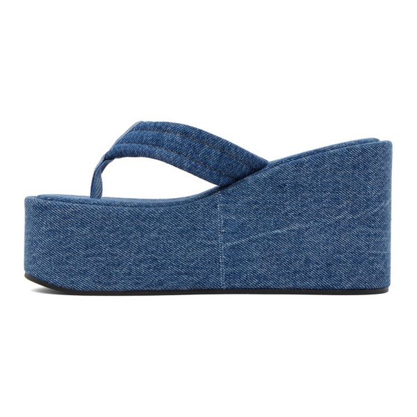  코페르니 Coperni Blue Denim Branded Wedge Sandals 232325F124004
