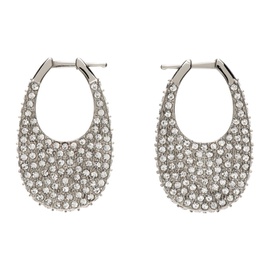 코페르니 Coperni Silver Crystal Medium Swipe Earrings 241325F022005