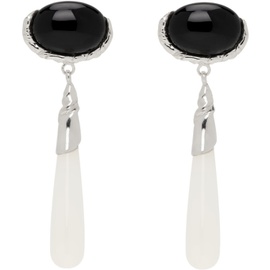 Corali Silver & Black Embleme Grande Earrings 241396F022000
