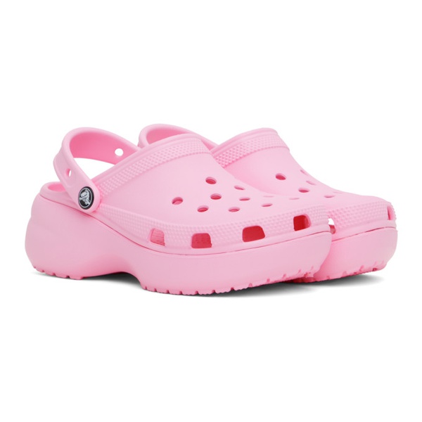 크록스 Crocs Pink Classic Platform Clogs 231209F121040