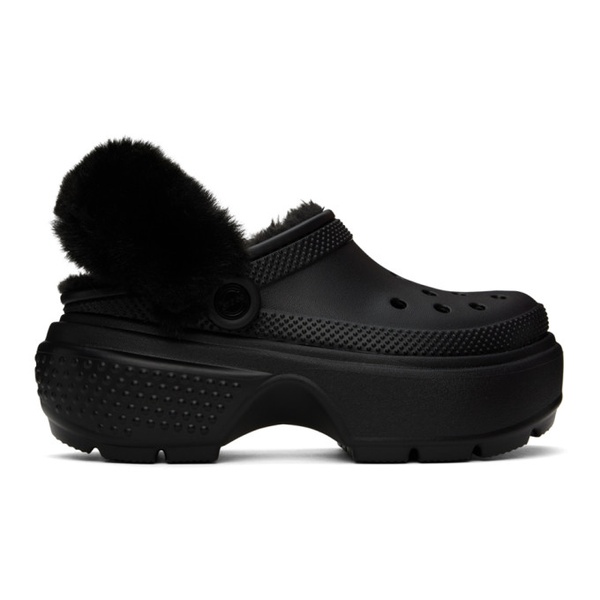 크록스 Crocs Black Stomp Lined Clogs 241209F121019