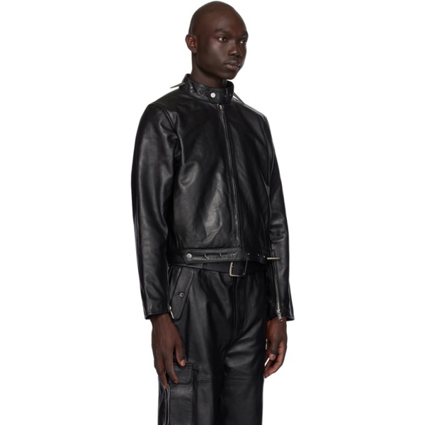  Deadwood Black Velar Spike Leather Jacket 232158M181008