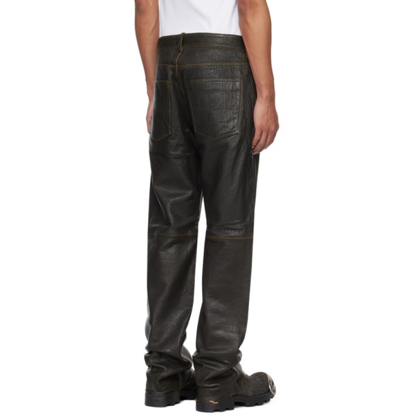 디젤 디젤 Diesel Brown P-Kooman Leather Pants 241001M189001