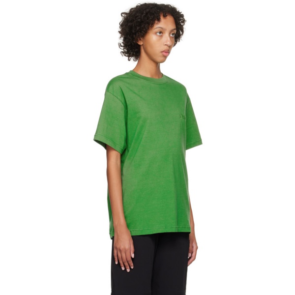  다임 Dime Green Embroidered T-Shirt 232841F110015