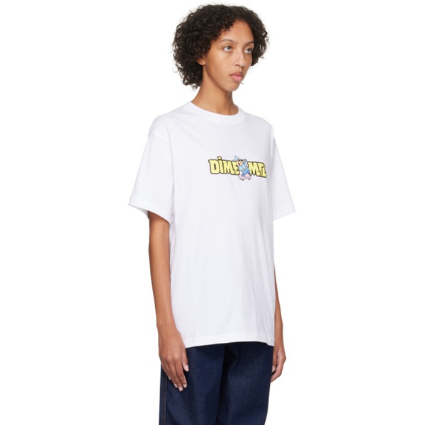  다임 Dime White Printed T-Shirt 232841F110016