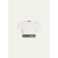 Dolce&Gabbana Short-Sleeve Branded Elastic Cotton Crop Top 4343288