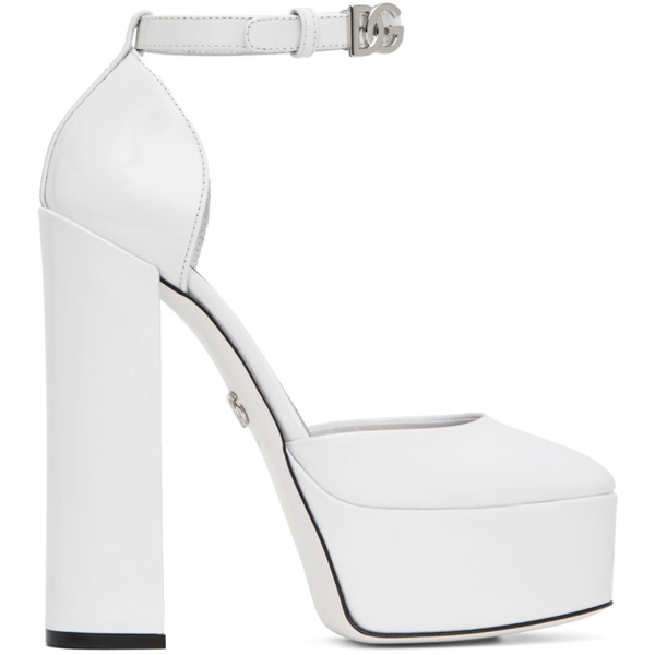 돌체앤가바나 Dolce&Gabbana White Polished Platform Heels 232003F122000