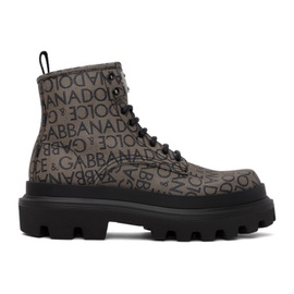Dolce&Gabbana Brown & Black Logo Boots 232003M255000