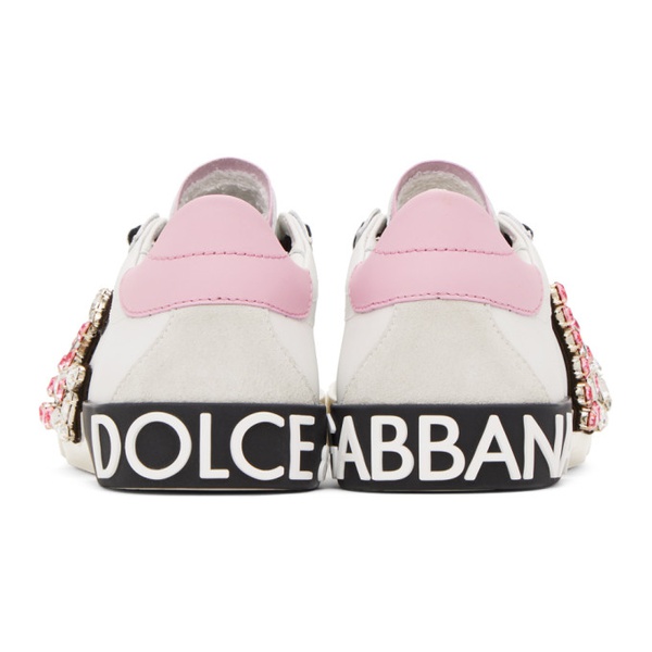 돌체앤가바나 Dolce&Gabbana White Portofino Vintage Sneakers 232003F128014