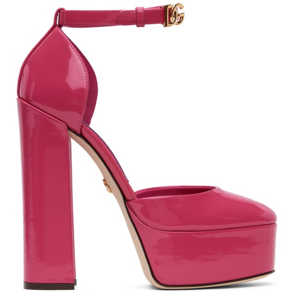 돌체앤가바나 Dolce&Gabbana Pink Polished Platform Heels 232003F122006